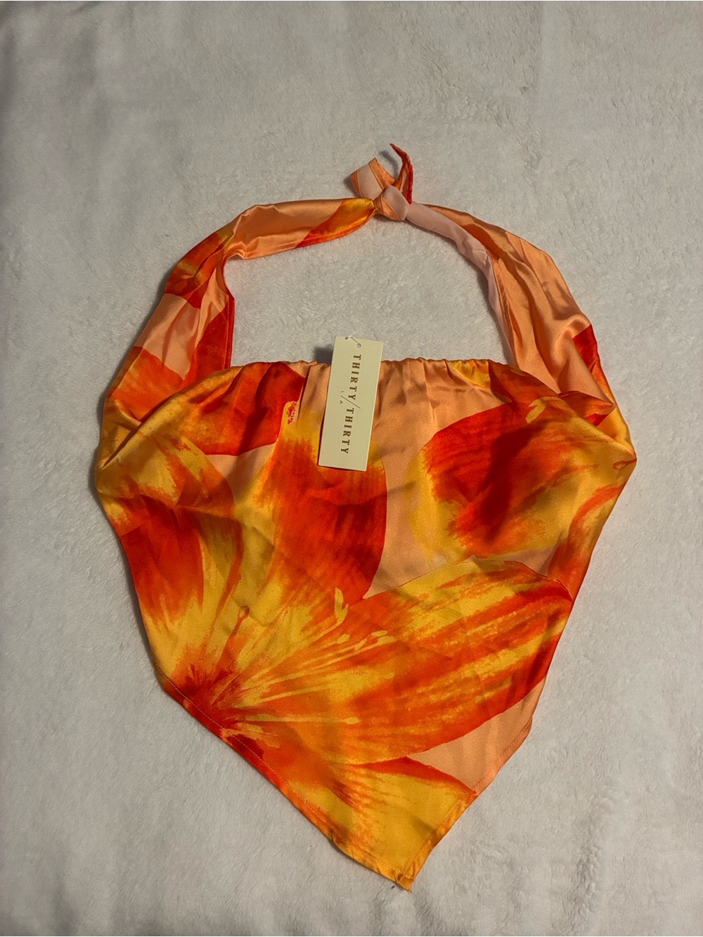 Thirty/Thirty Orange Cropped Tie Top Women's Size S